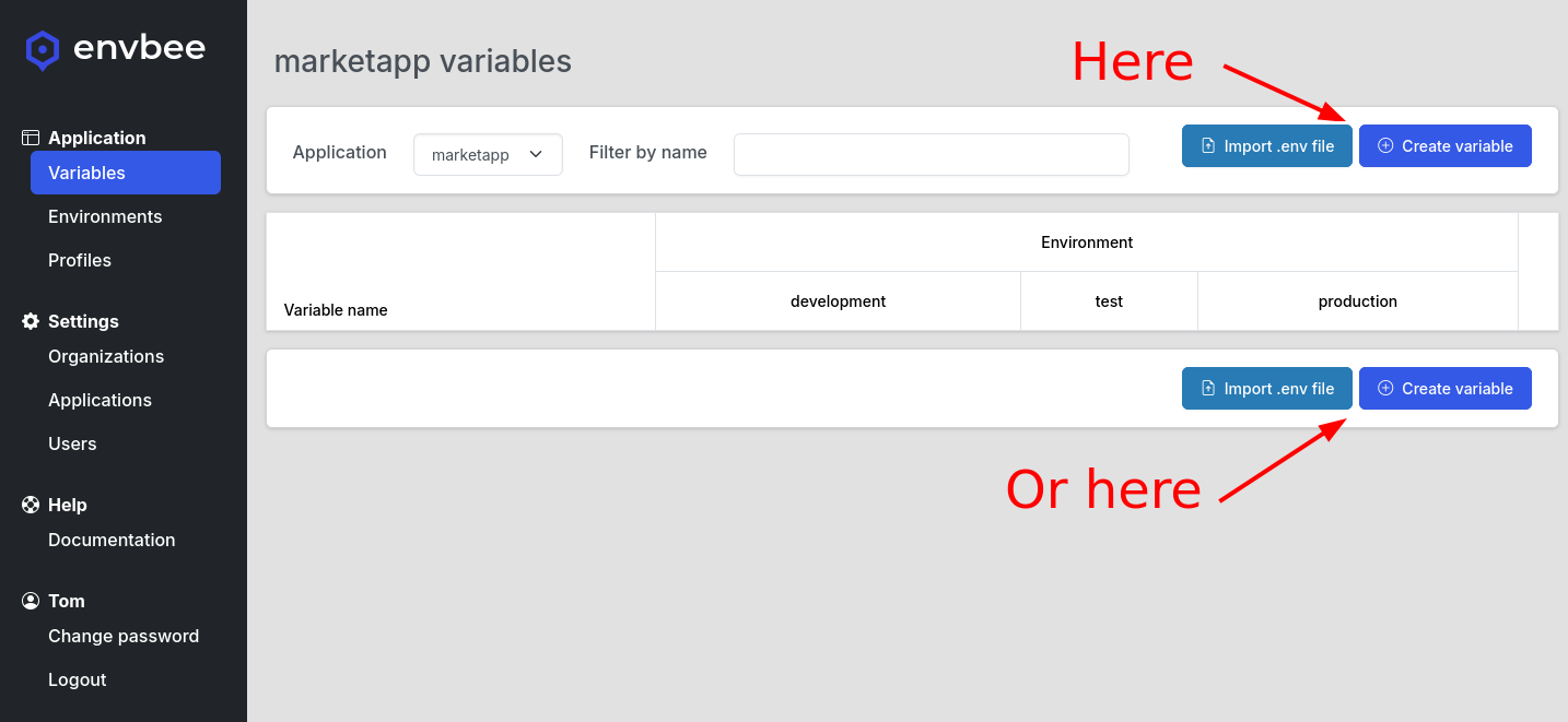 Create variable button