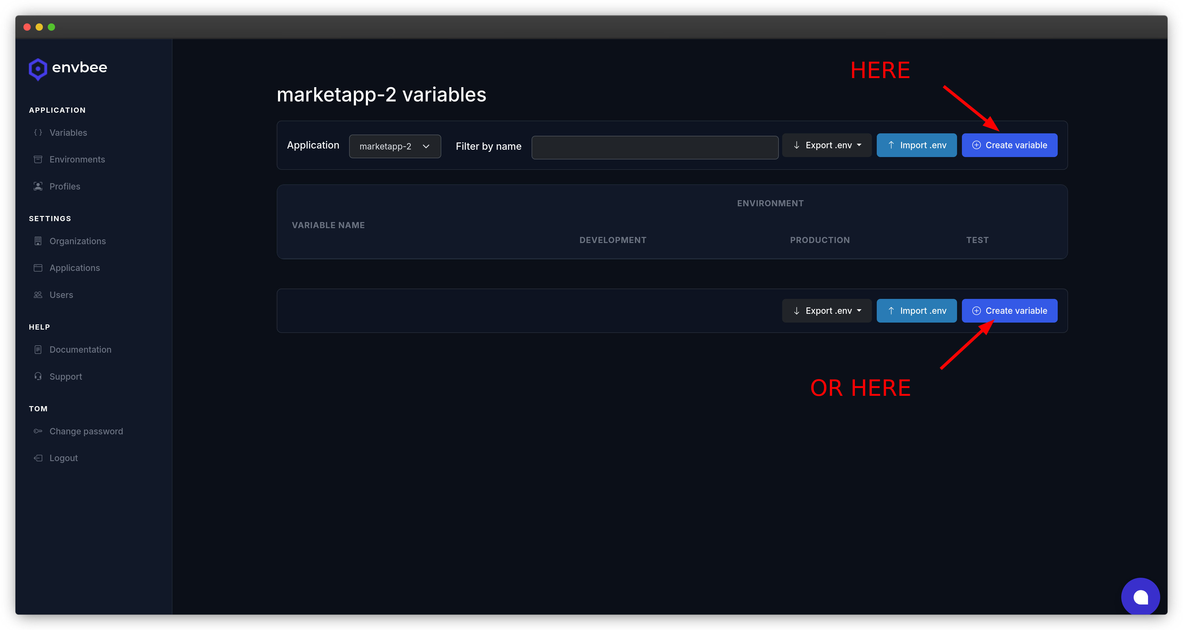 Create variable button
